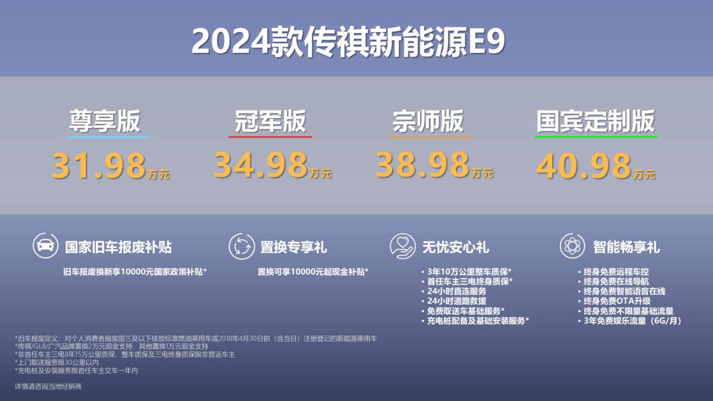 成都传祺E9售价31.98万起 暂无优惠